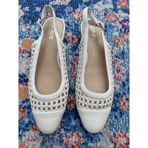 J.CREW Woven Slingback Flats‎ Women's Size 9 Dusty Ivory BZ218